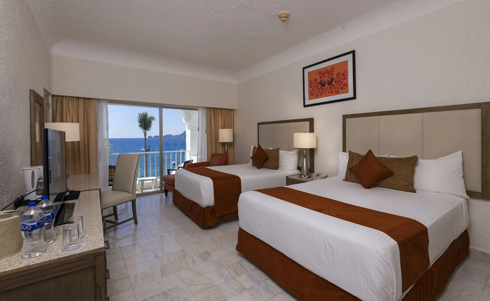 Standard Room Ocean View with two beds and balcony at Tesoro Manzanillo.