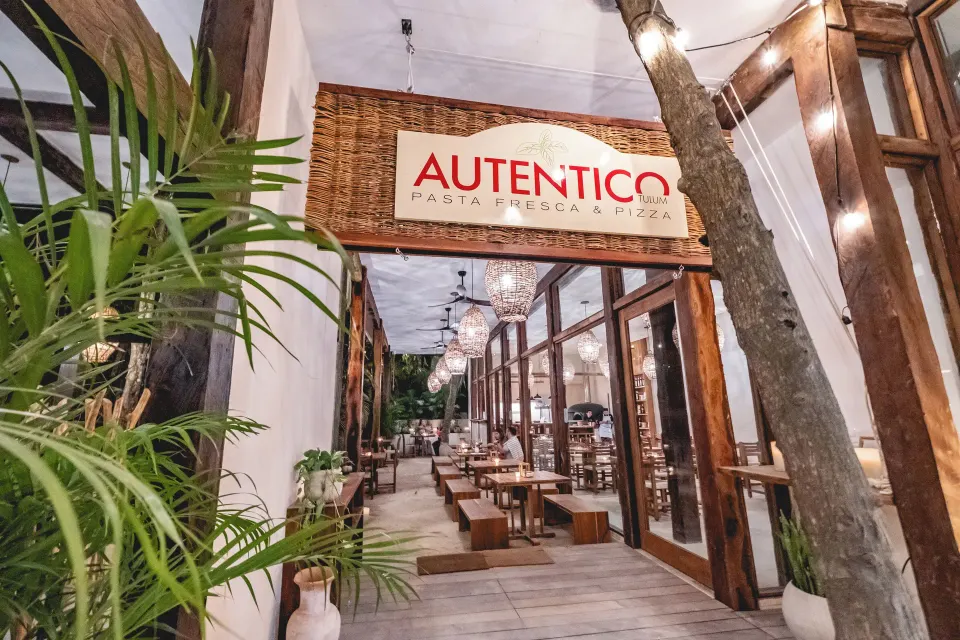 Covered dining terrace of Autentico at The Beach Tulum
