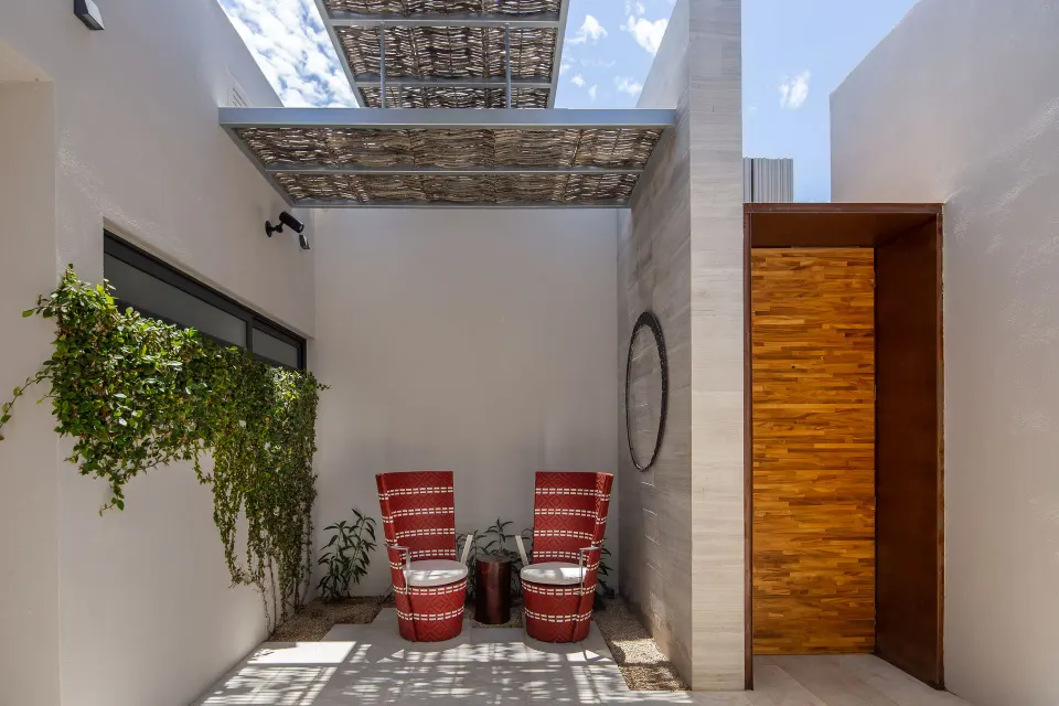 Private patio seating outside a One Bedroom Villa with Hot Tub at The Club at Solaz.