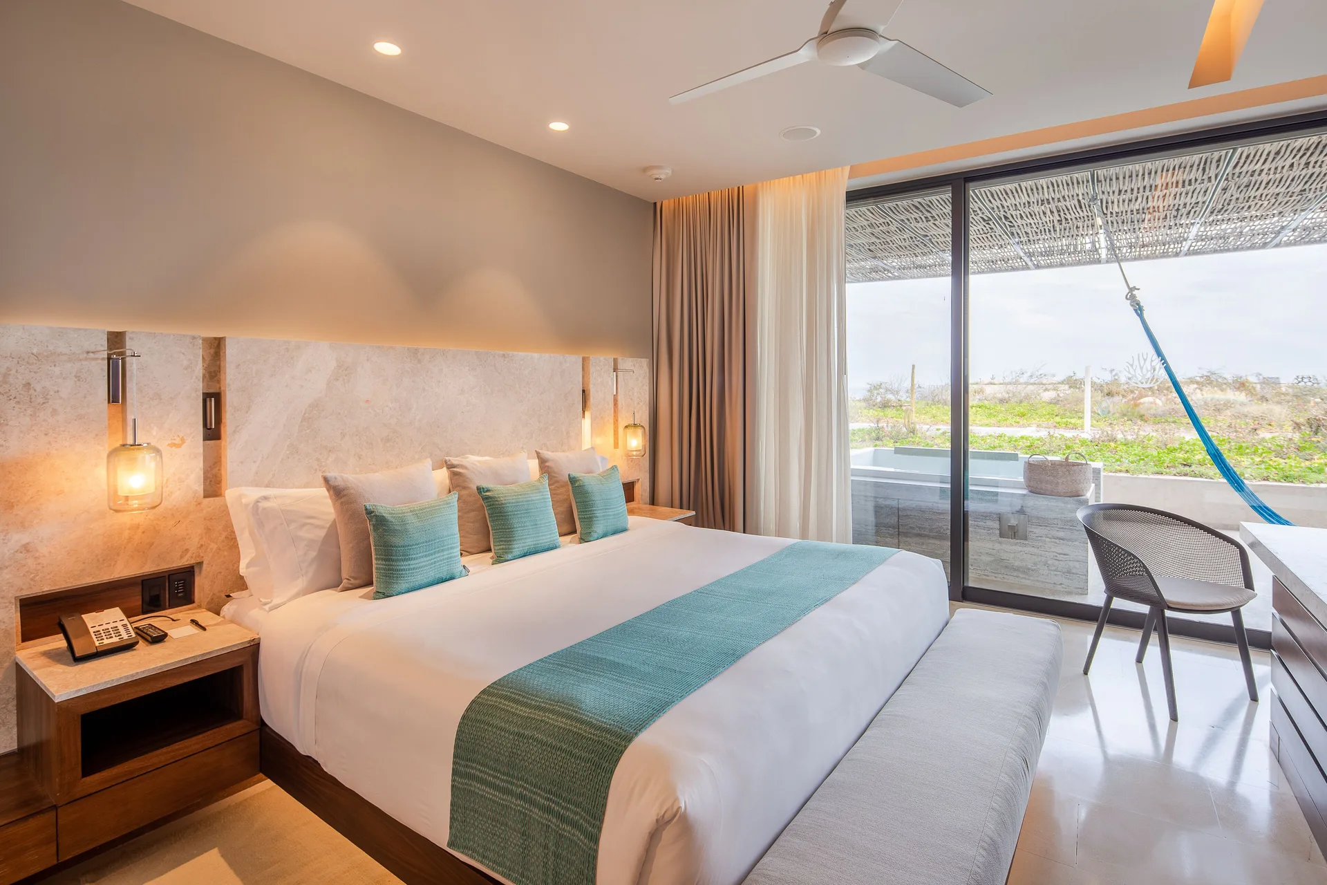 King bedroom in a Two Bedroom Villa with patio at The Club at Solaz.