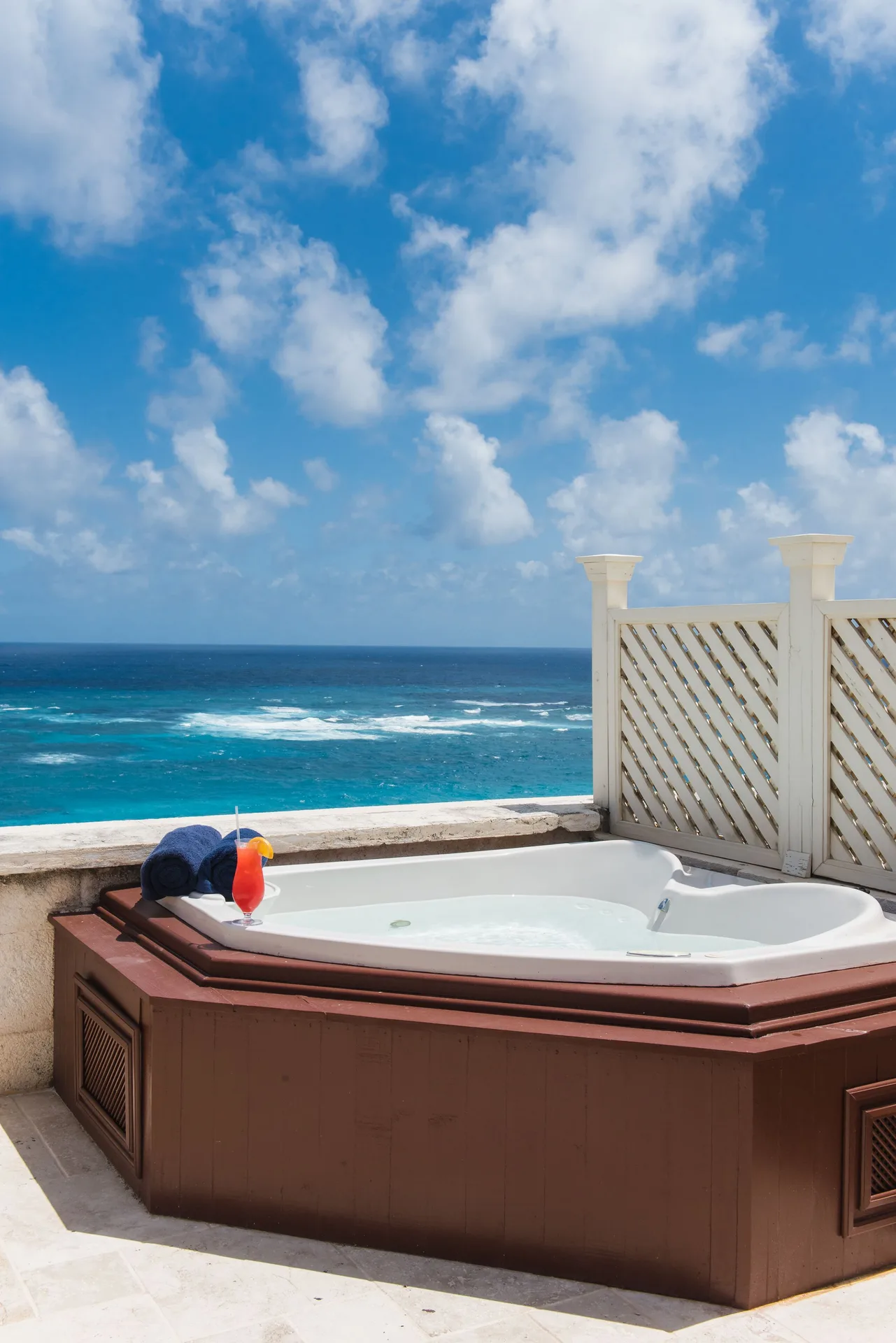 Rooftop plunge tub overlooking the ocean at The Crane Resort.