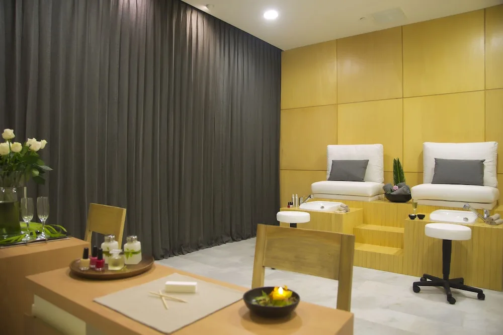 Spa pedicure chairs and manicure station at The Hacienda at Krystal Grand Puerto Vallarta.