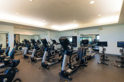 Fitness center with cardio machines at The Kahala Hotel & Resort.
