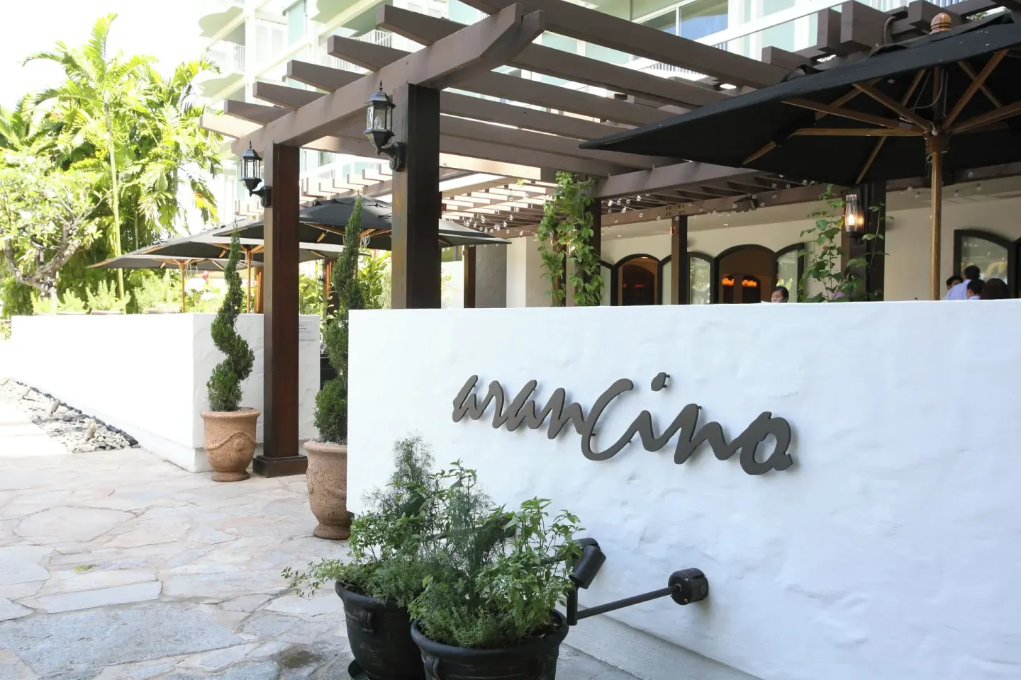 Arancino entrance and patio at The Kahala Hotel & Resort.