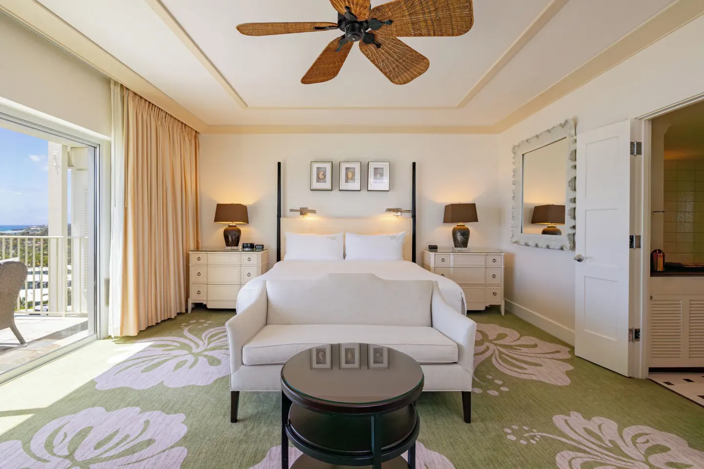 Ocean Front Lanai room with king bed and balcony at The Kahala Hotel & Resort.