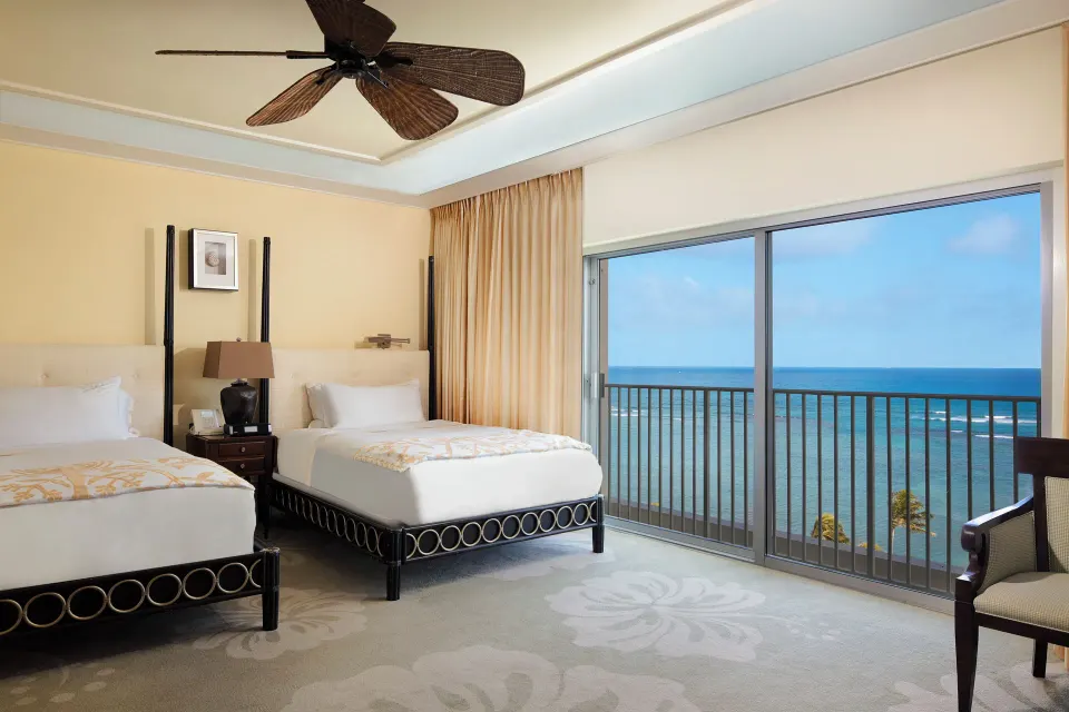 Ocean Front room with two beds and a balcony ocean view at The Kahala Hotel & Resort.