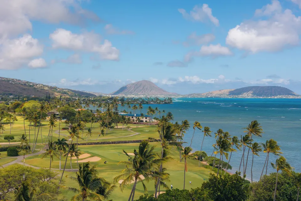 Partial Ocean View Suite ocean and golf course view at The Kahala Hotel & Resort.