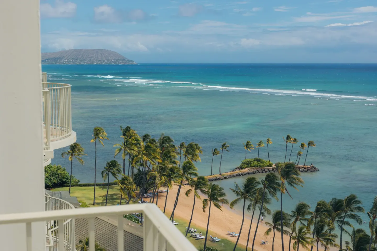 Oceanfront balcony view from the Presidential Penthouse at The Kahala Hotel & Resort.