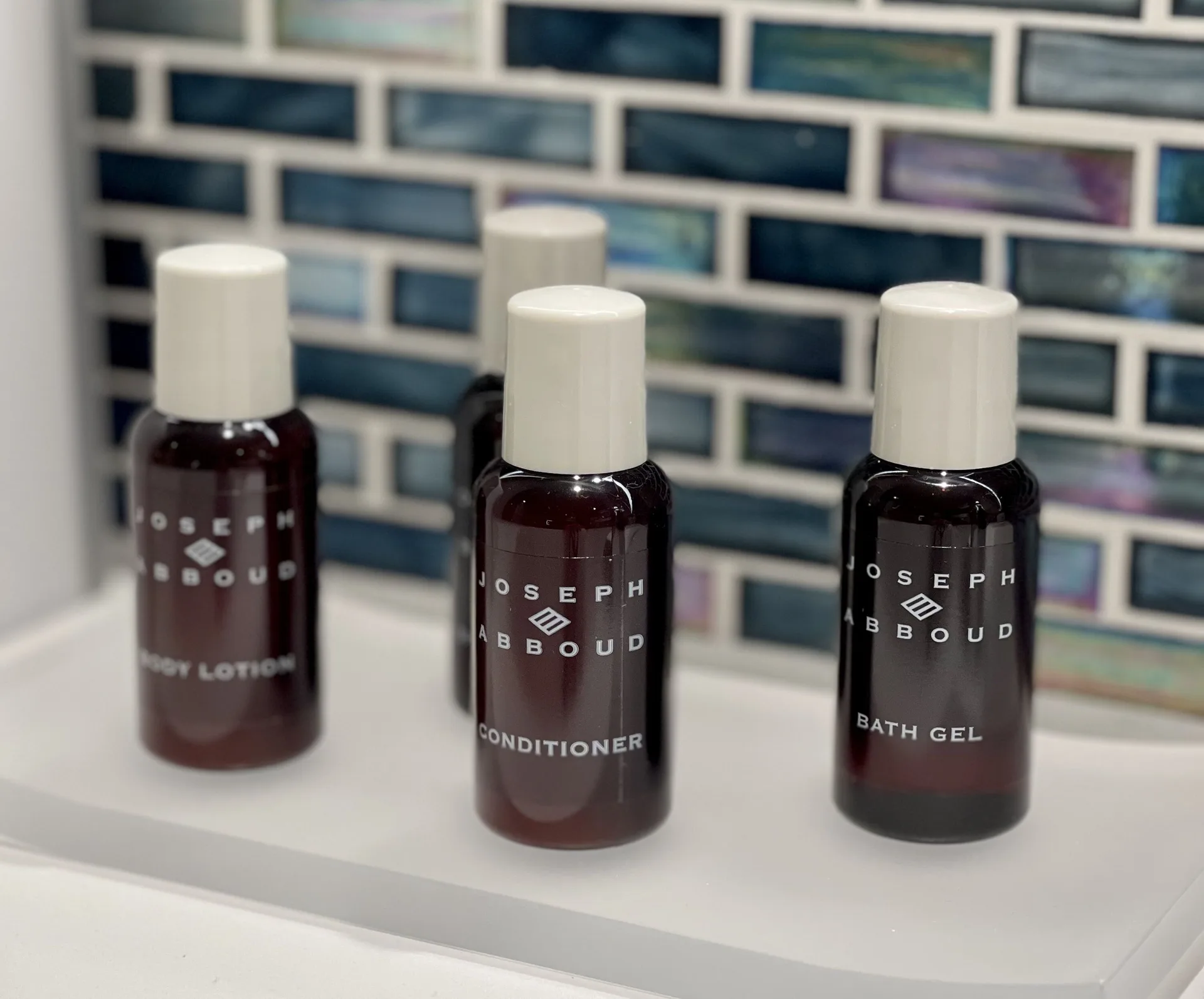 Runway View Guestroom bath amenities at The Morgan Resort Spa Village.