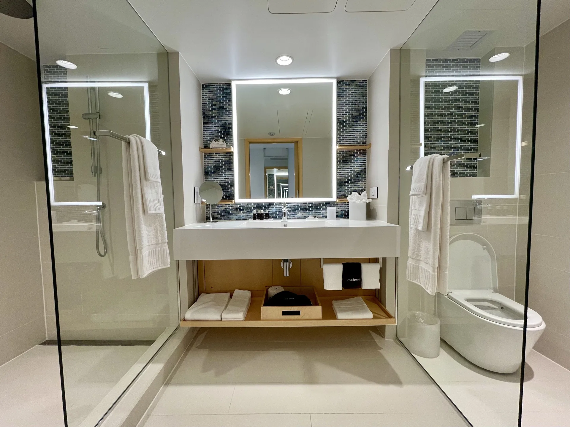 Runway View Guestroom bathroom vanity at The Morgan Resort Spa Village.