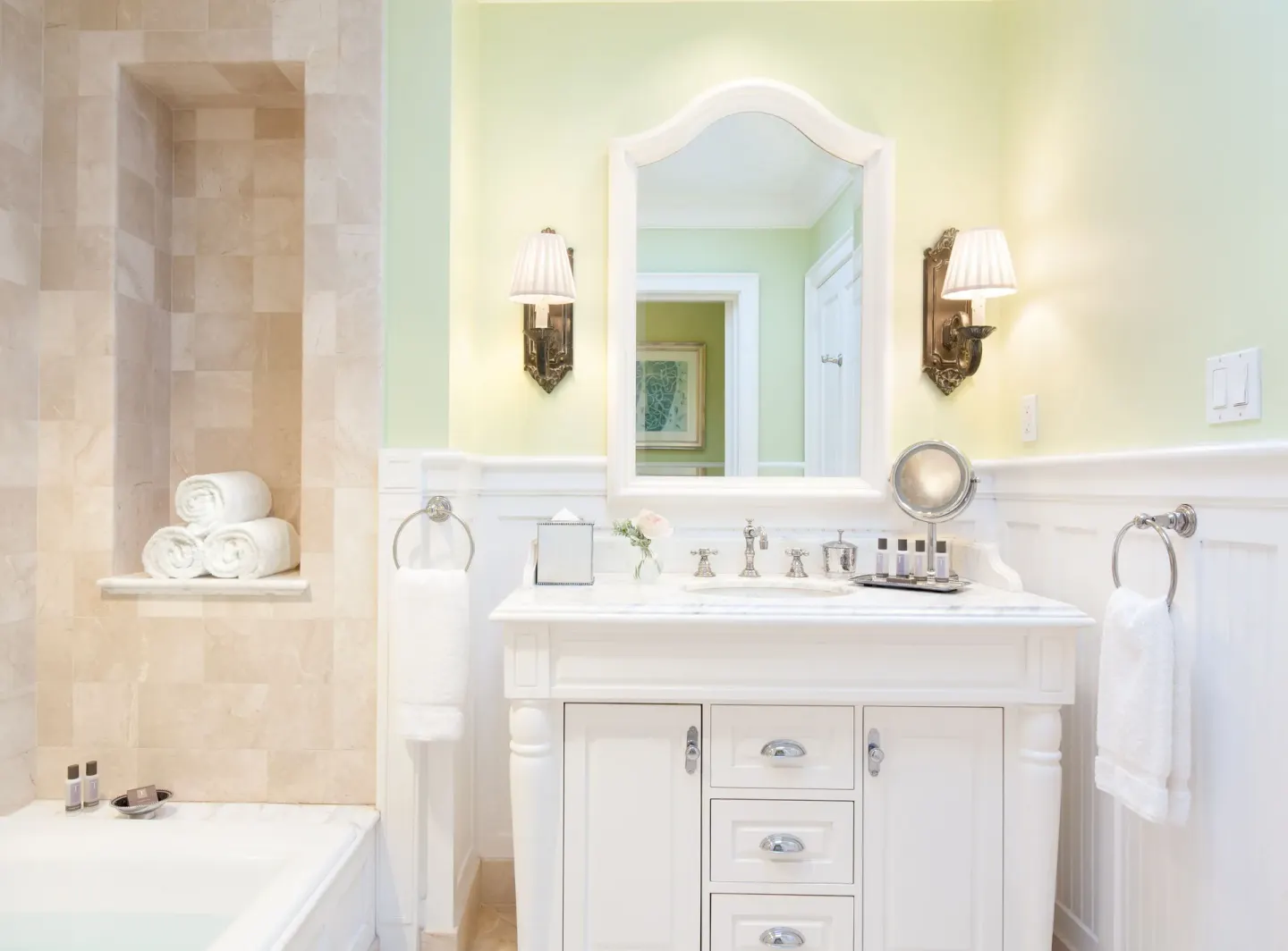 Junior Suite bathroom vanity and tub at The Palms Turks and Caicos.