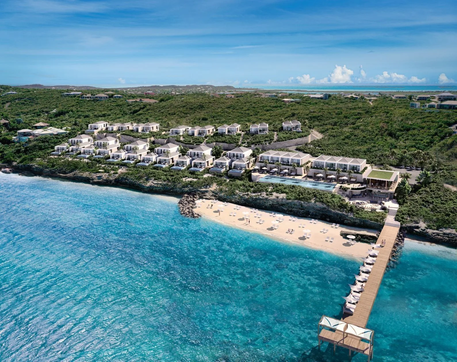 Rock House Turks and Caicos clifftop boutique resort with infinity pool overlooking the Caribbean Sea in Providenciales.