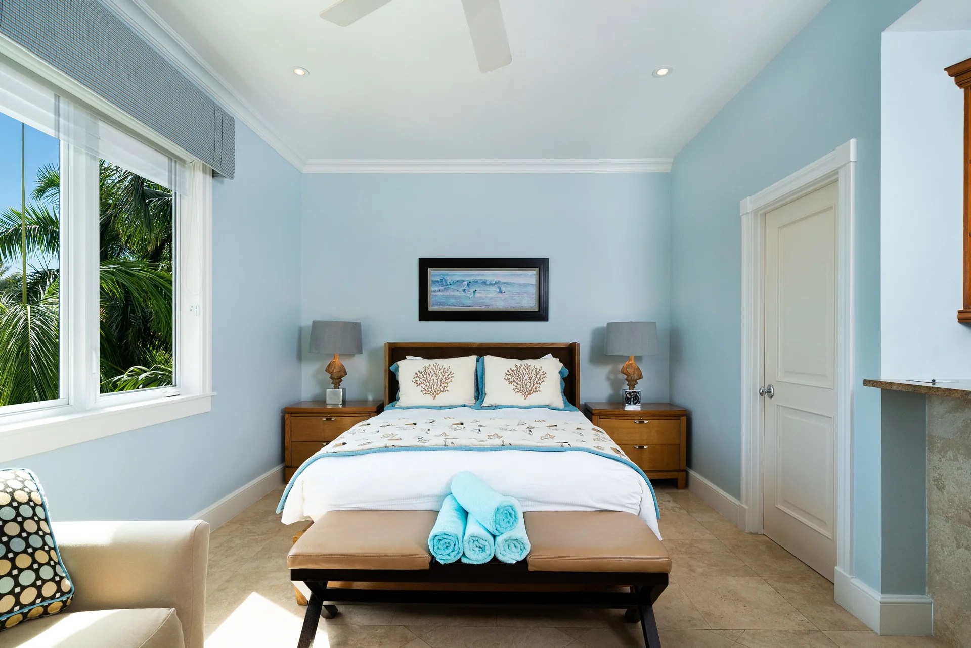 One-Bedroom Studio Pool View at The Regent Grand with queen bed, compact layout, and modern amenities in Grace Bay.