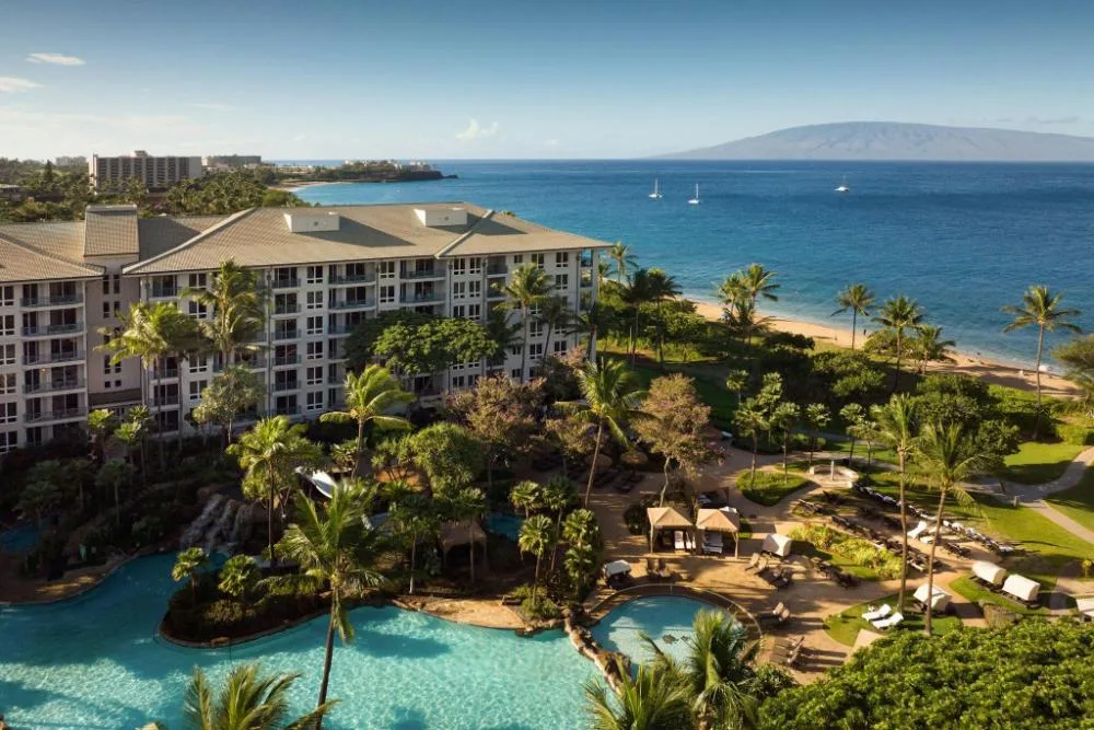 The Westin Ka'anapali Ocean Resort Villas beachfront villa resort with pools and oceanfront buildings in Ka'anapali, Maui.