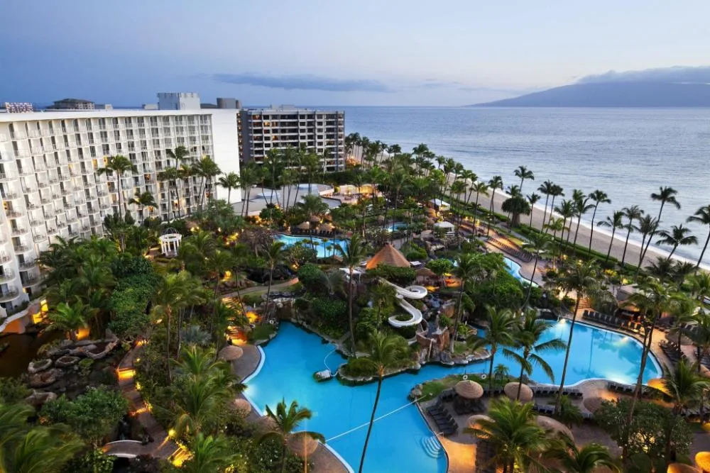 The Westin Maui Resort & Spa, Ka'anapali large beachfront resort with lagoon pools and palm-lined towers in Ka'anapali, Maui.