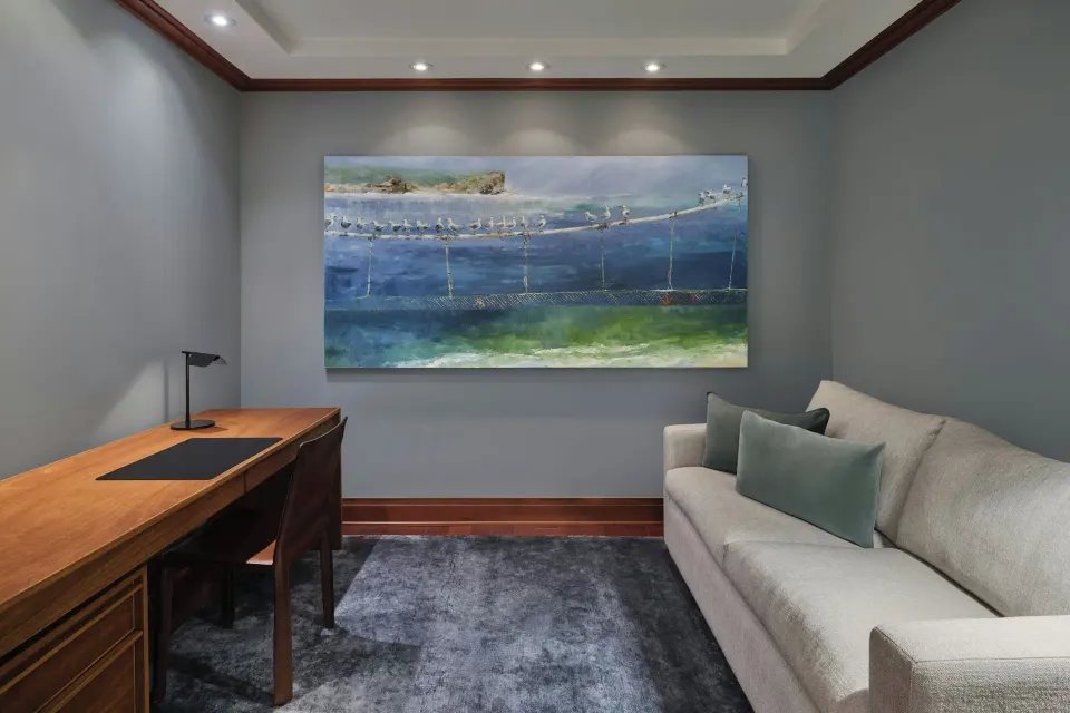 Small study with desk and sofa in a Signature 4 Bedroom Residence at The Resort at Kapalua Bay, Maui