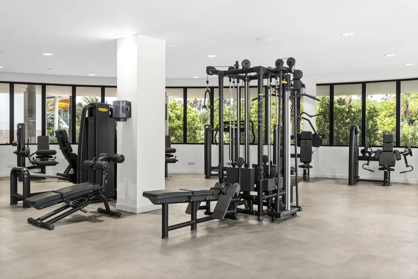 Fitness center strength machines at The Rif at Mangrove Beach Corendon Curacao, Curio.
