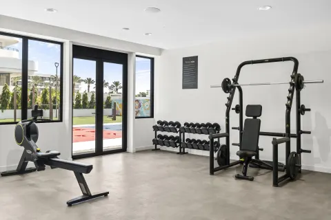 Fitness center weights and strength equipment at The Rif at Mangrove Beach Corendon Curacao, Curio.