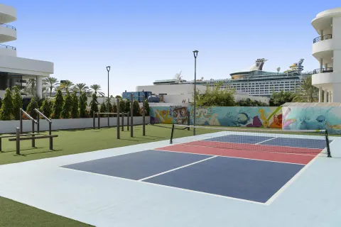 Outdoor sport court and exercise area at The Rif at Mangrove Beach Corendon Curacao, Curio.
