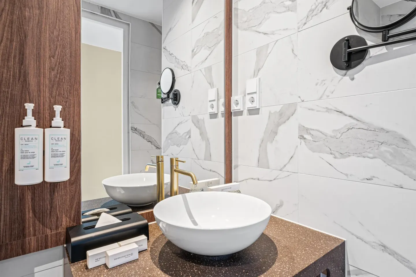 Bathroom vanity in a Deluxe Room, Partial Ocean View at The Rif at Mangrove Beach Corendon Curacao, Curio.