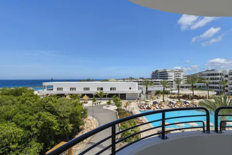 Ocean and pool view from the balcony of a Superior Suite at The Rif at Mangrove Beach Corendon Curacao, Curio.