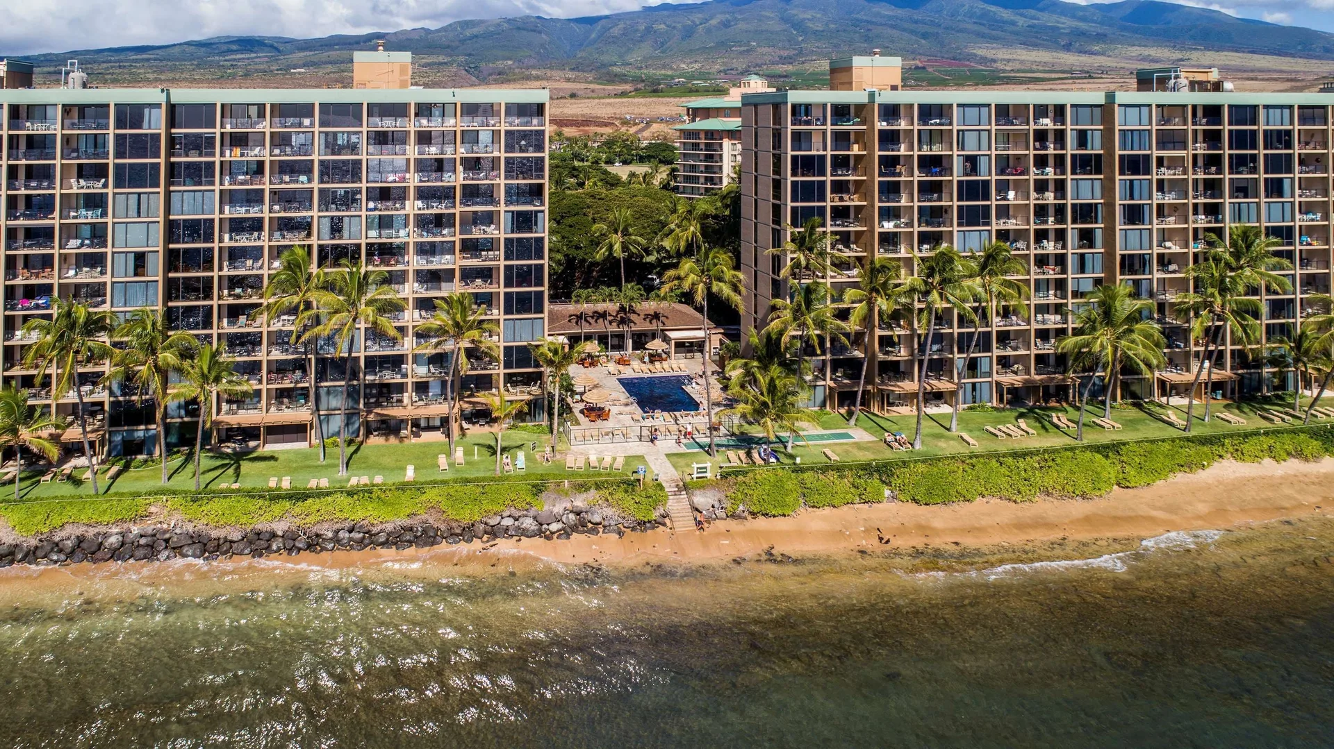 Aston Mahana at Kaanapali oceanfront condominium resort with direct ocean views and spacious suites