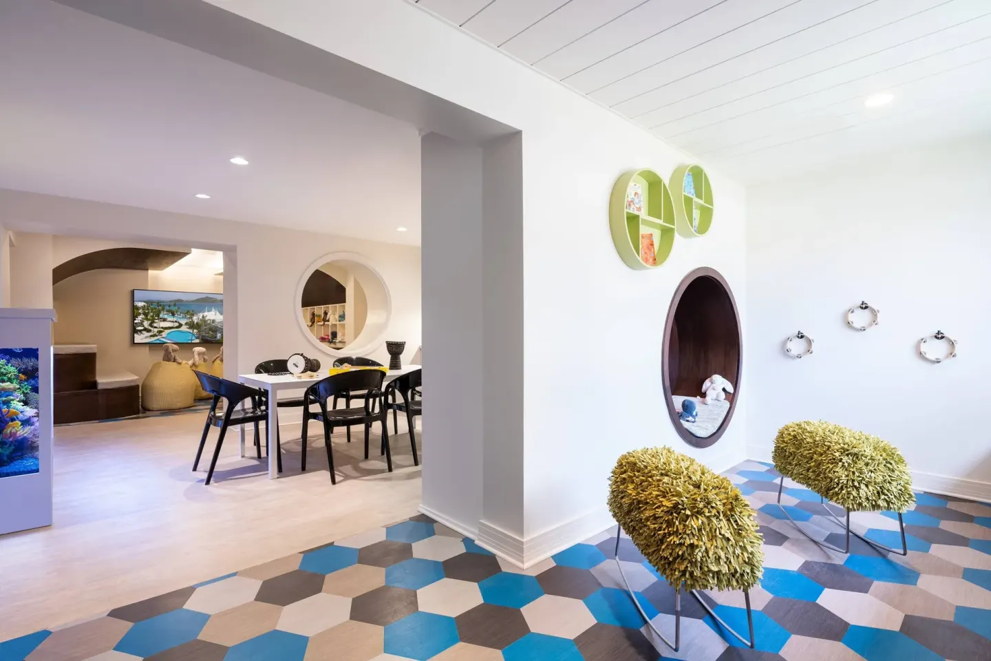 Children’s club seating and aquarium at The Ritz-Carlton, St. Thomas.