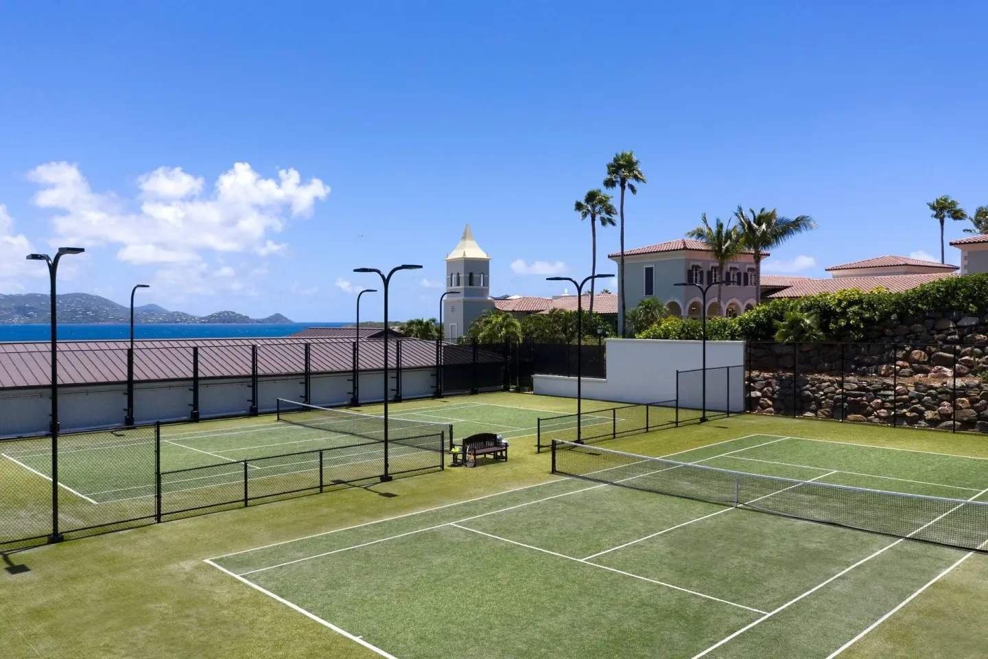 Tennis courts overlooking the Caribbean at The Ritz-Carlton, St. Thomas.