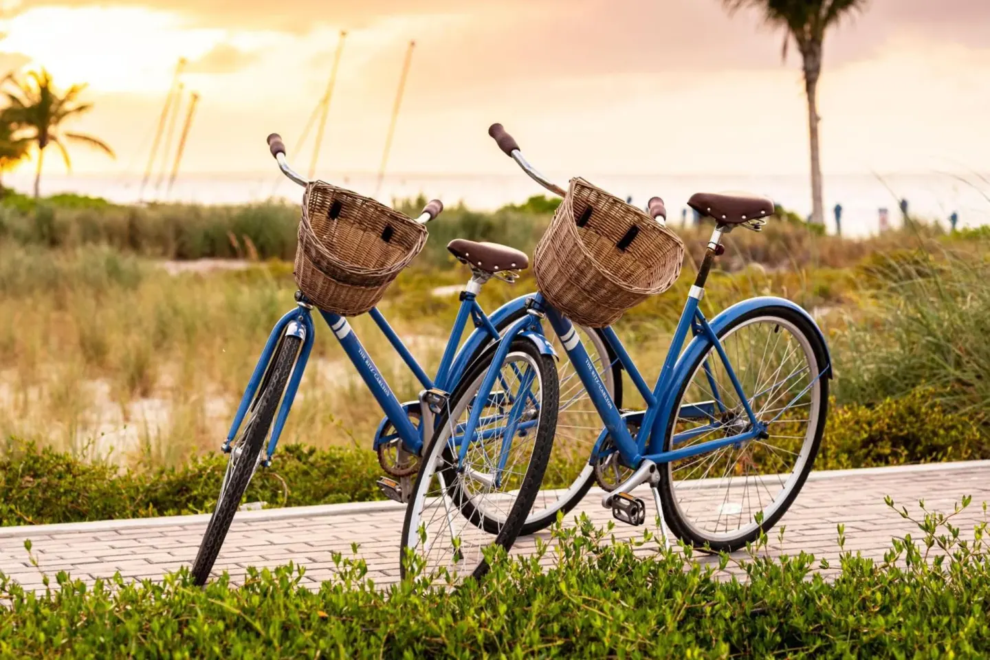 Beach cruiser bicycles by the dunes at The Ritz-Carlton, Turks & Caicos.
