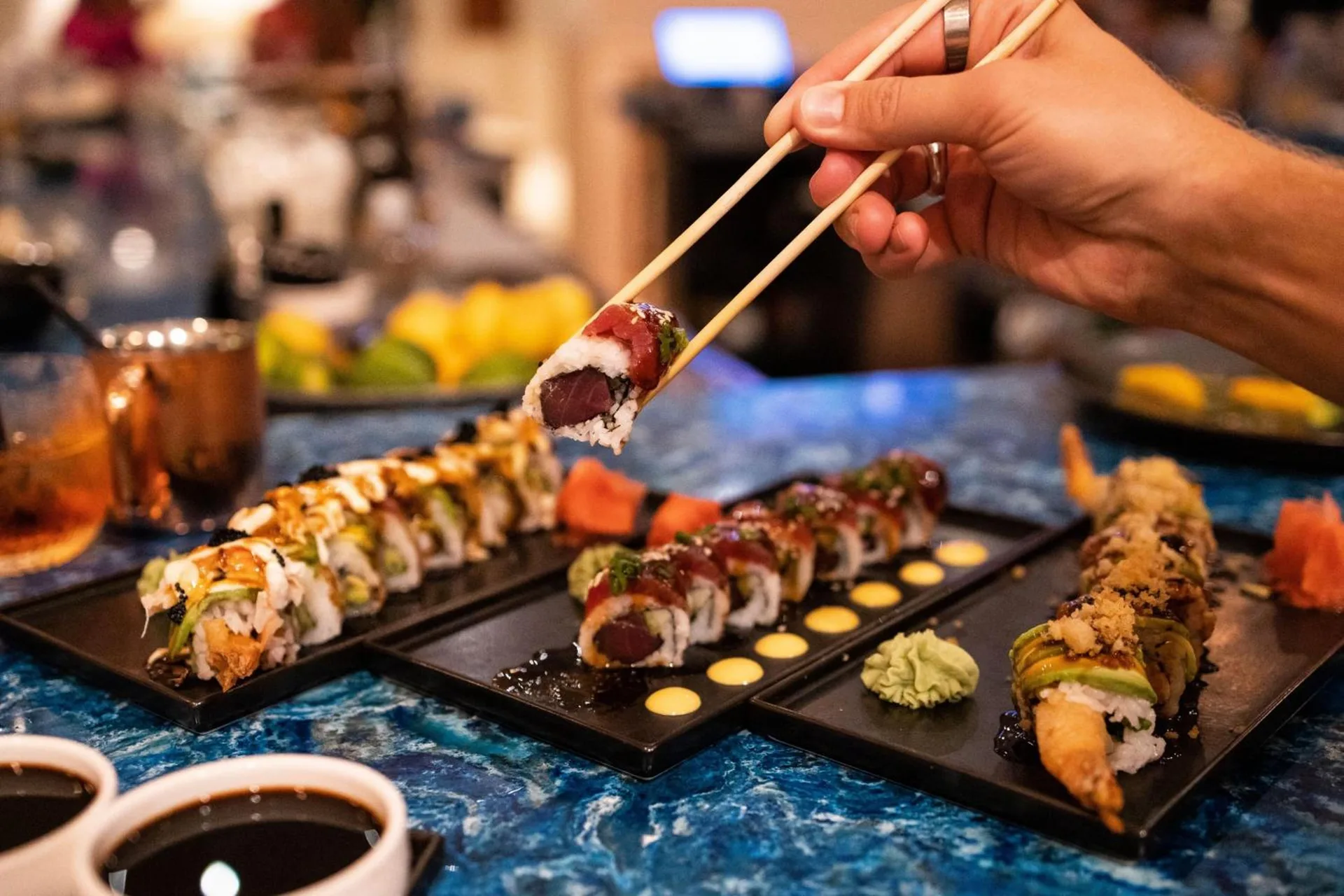 Assorted sushi rolls served at The Ritz-Carlton, Turks & Caicos.