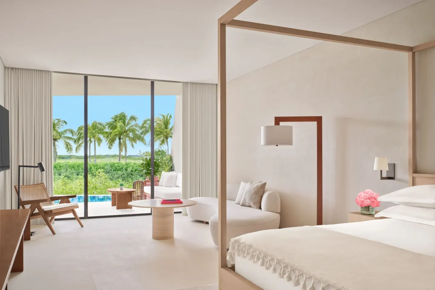 King bed room with terrace plunge pool view at The Riviera Maya EDITION At Kanai.