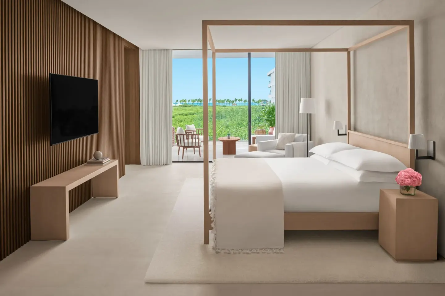 King bed guest room with terrace at The Riviera Maya EDITION At Kanai.
