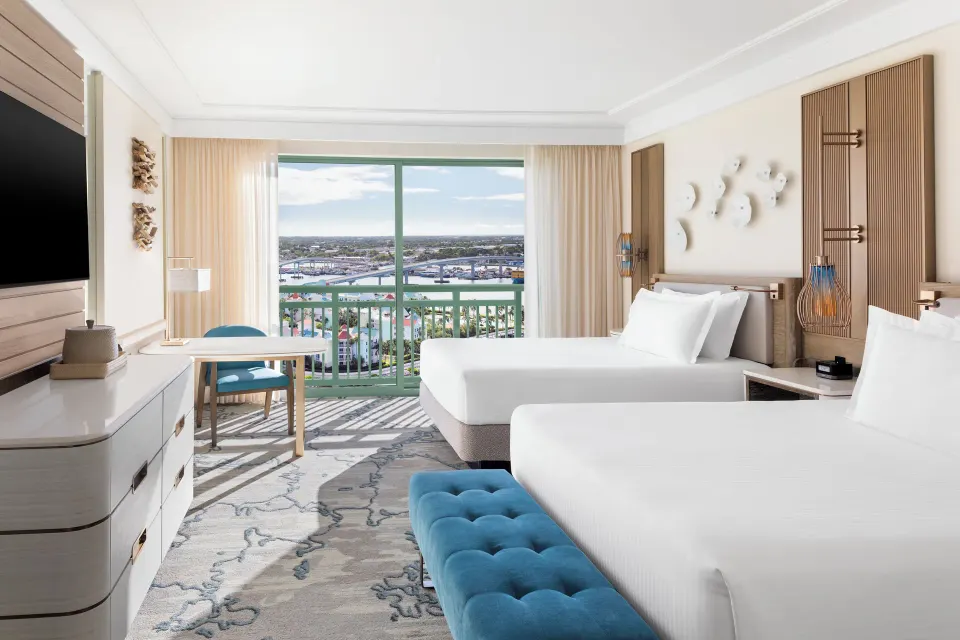 Imperial Club Harbour View two-bed room and balcony at The Royal at Atlantis.