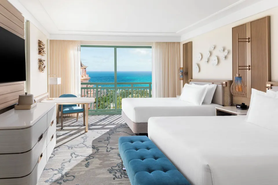 Imperial Club Water View room with two beds and balcony view at The Royal at Atlantis.