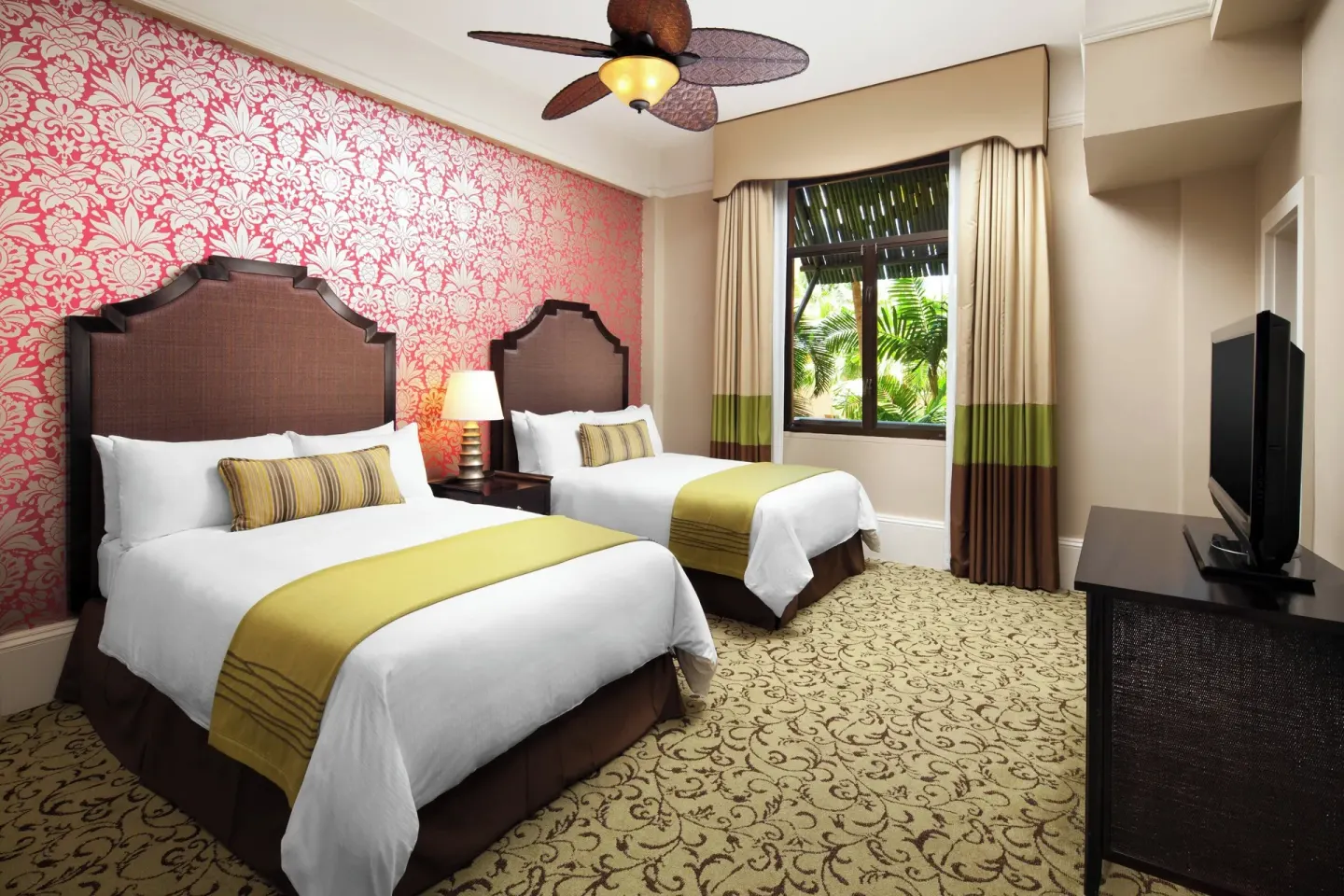 Historic Garden room with two double beds at The Royal Hawaiian, Waikiki.
