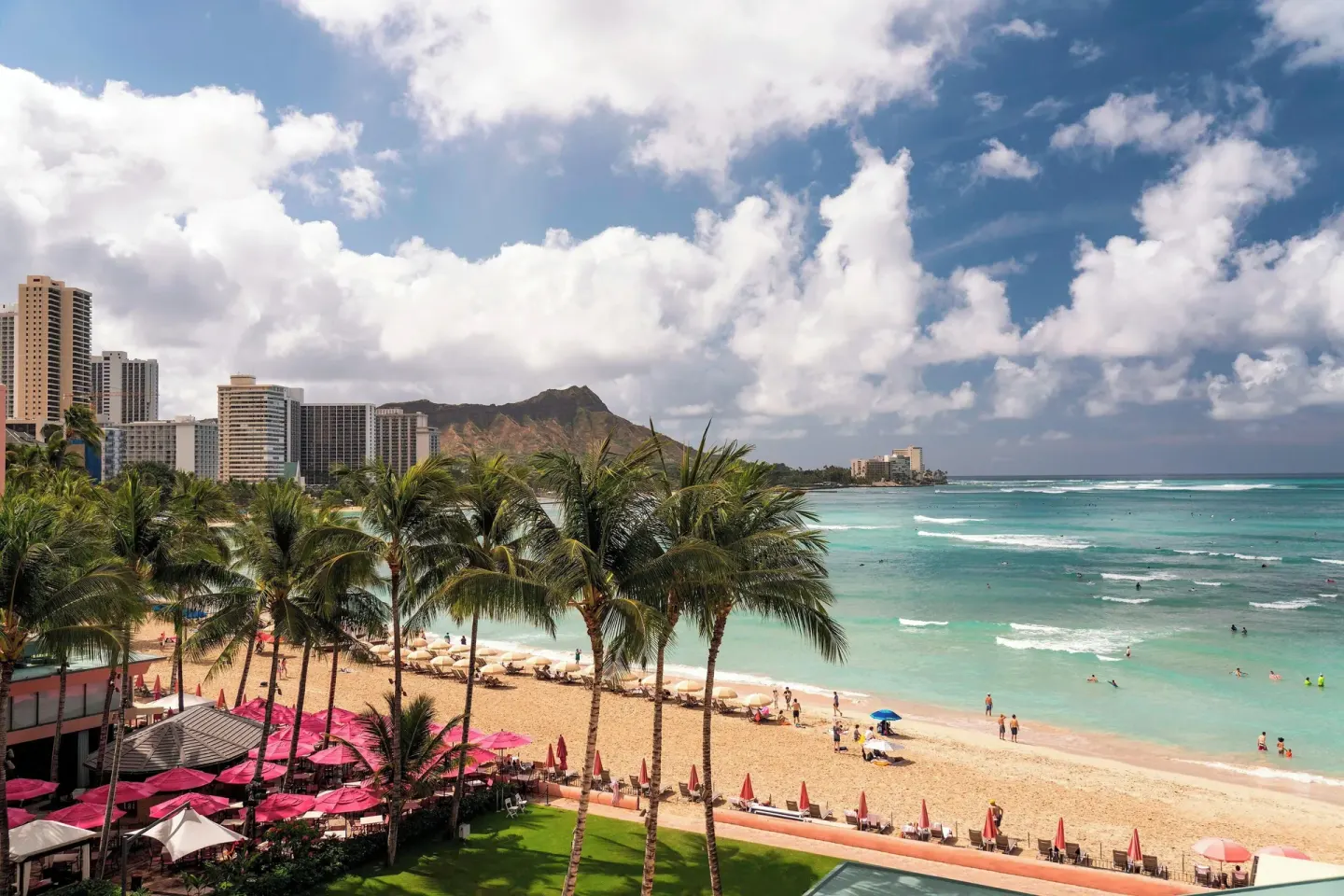 Ocean view from a Historic Ocean View room at The Royal Hawaiian, Waikiki.