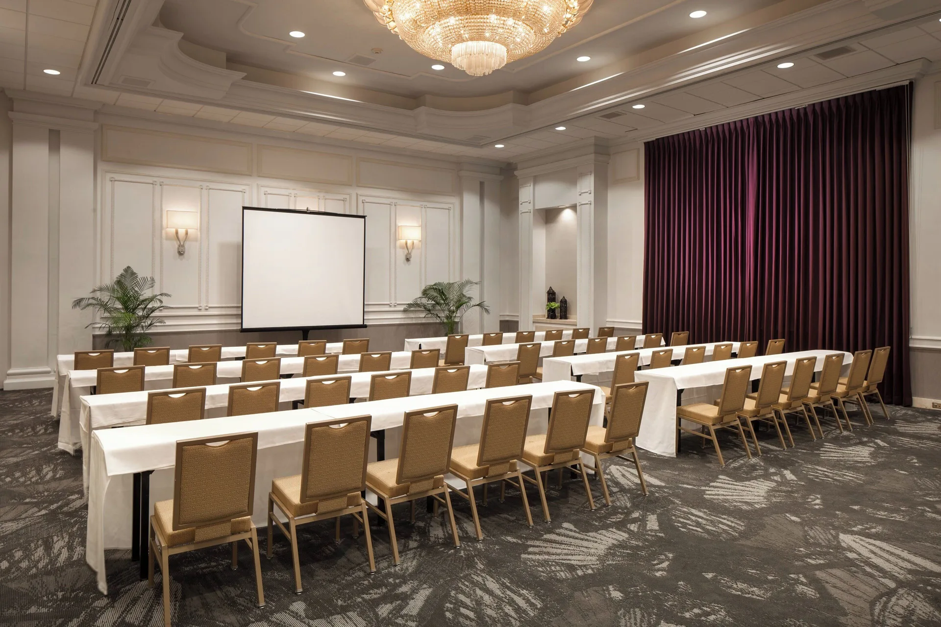 Classroom-style ballroom meeting setup at The Royal Hawaiian, Waikiki.