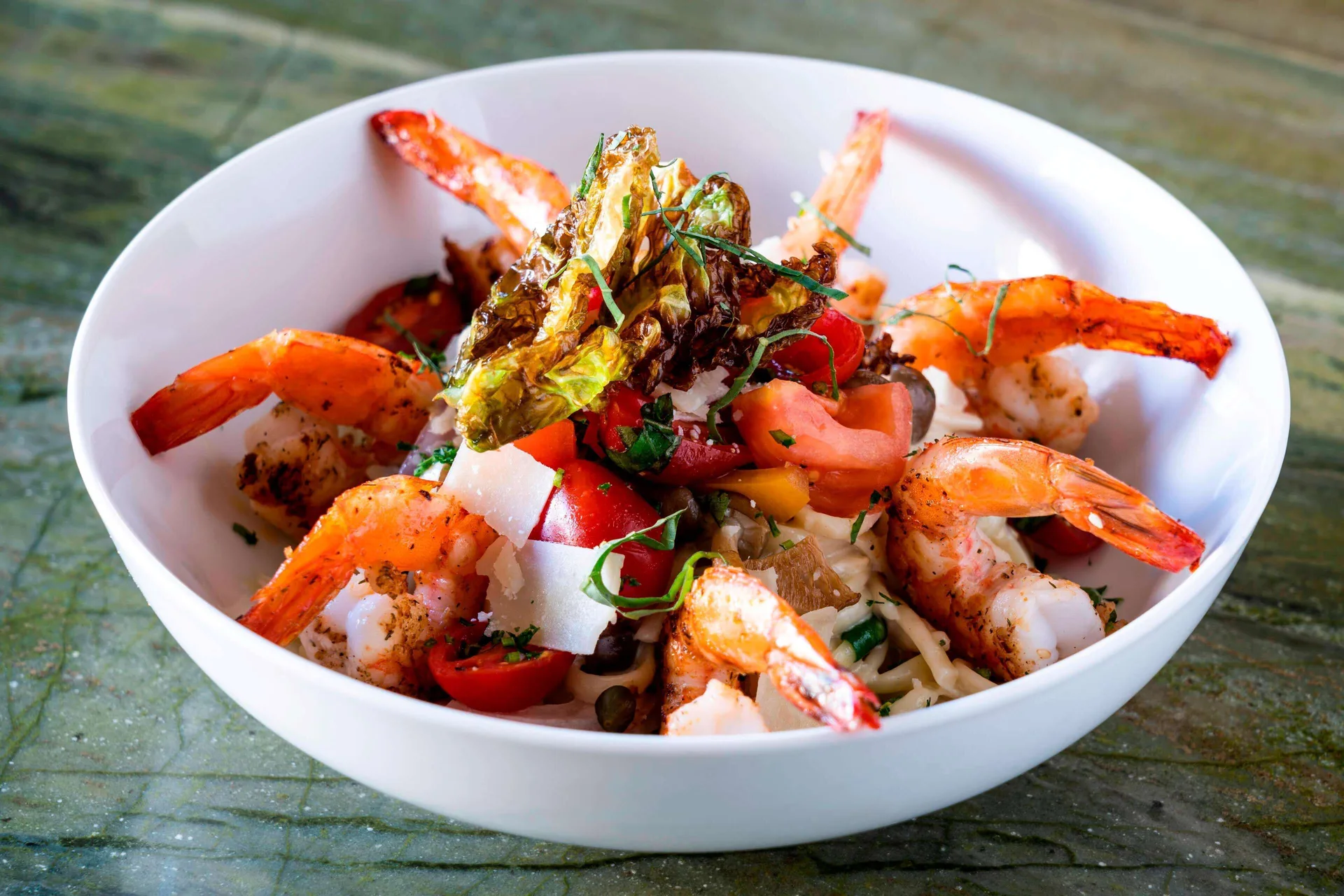 Shrimp bowl with vegetables at The Royal Sonesta Kaua'i Resort Lihue.