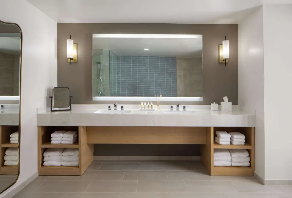Oceanfront Lanai Suite bathroom vanity at The Royal Sonesta Kaua'i Resort Lihue.