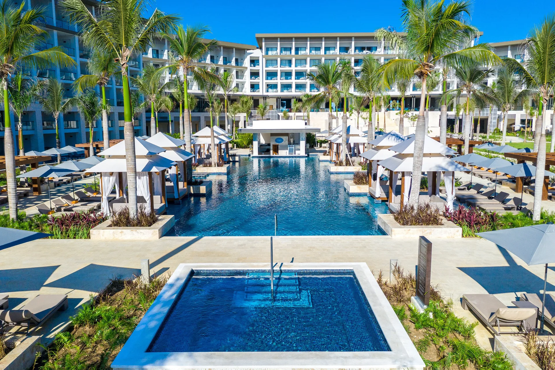 Hyatt Zilara Cap Cana adults-only all-inclusive resort with beachfront pools and modern Caribbean architecture in Cap Cana, Dominican Republic.