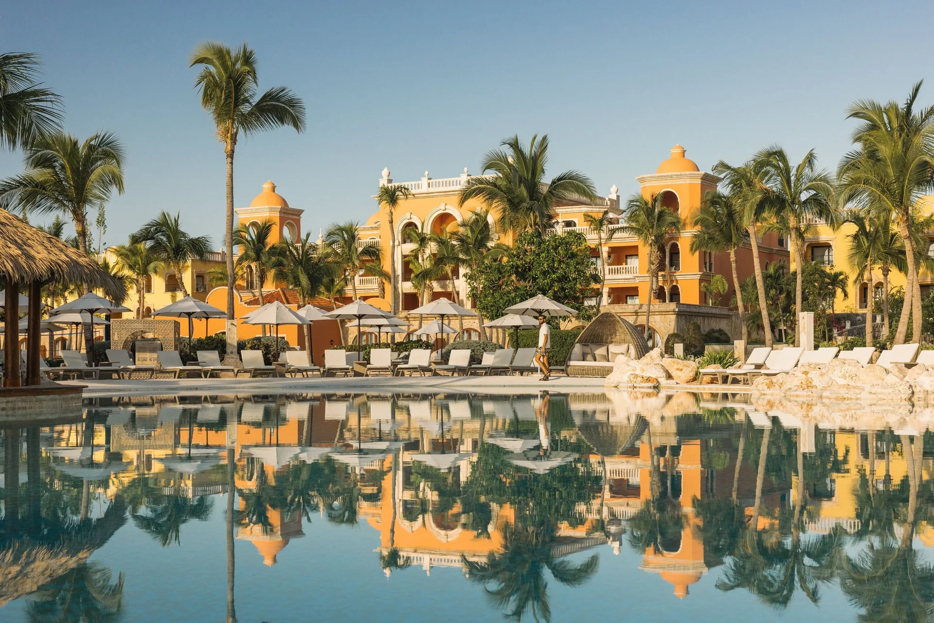 Sanctuary Cap Cana adults-only Luxury Collection resort with Spanish Colonial architecture and oceanfront pools in Cap Cana, Dominican Republic.