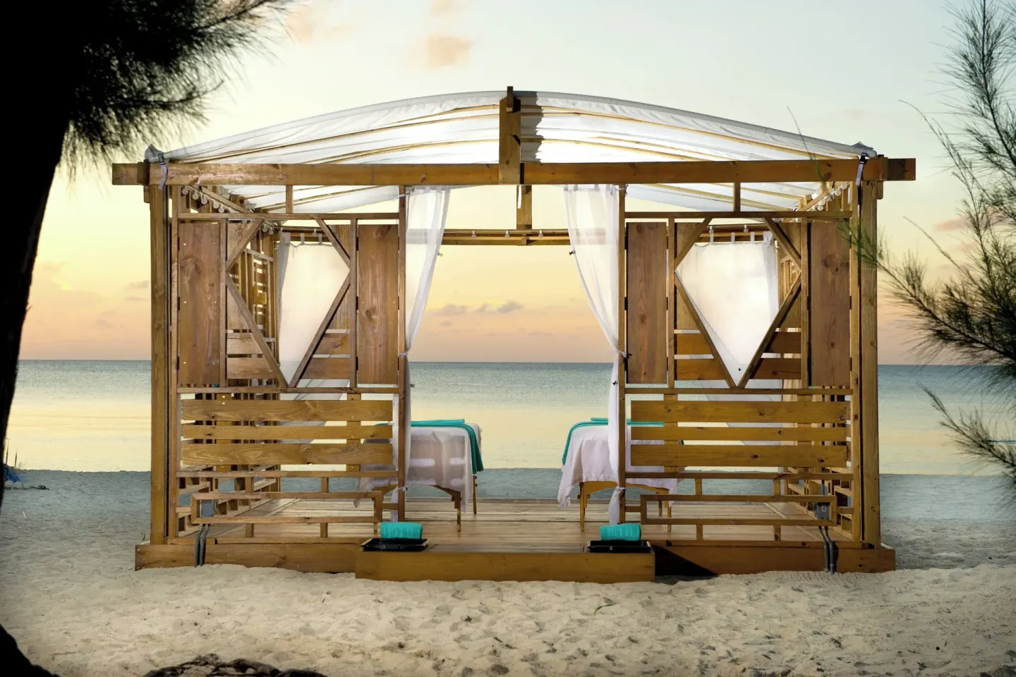 Beach cabana facing the sea at The Westin Grand Cayman Seven Mile Beach Resort & Spa.