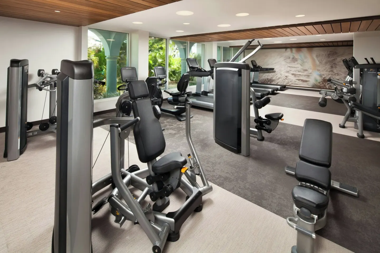 Fitness center equipment at The Westin Grand Cayman Seven Mile Beach Resort & Spa.