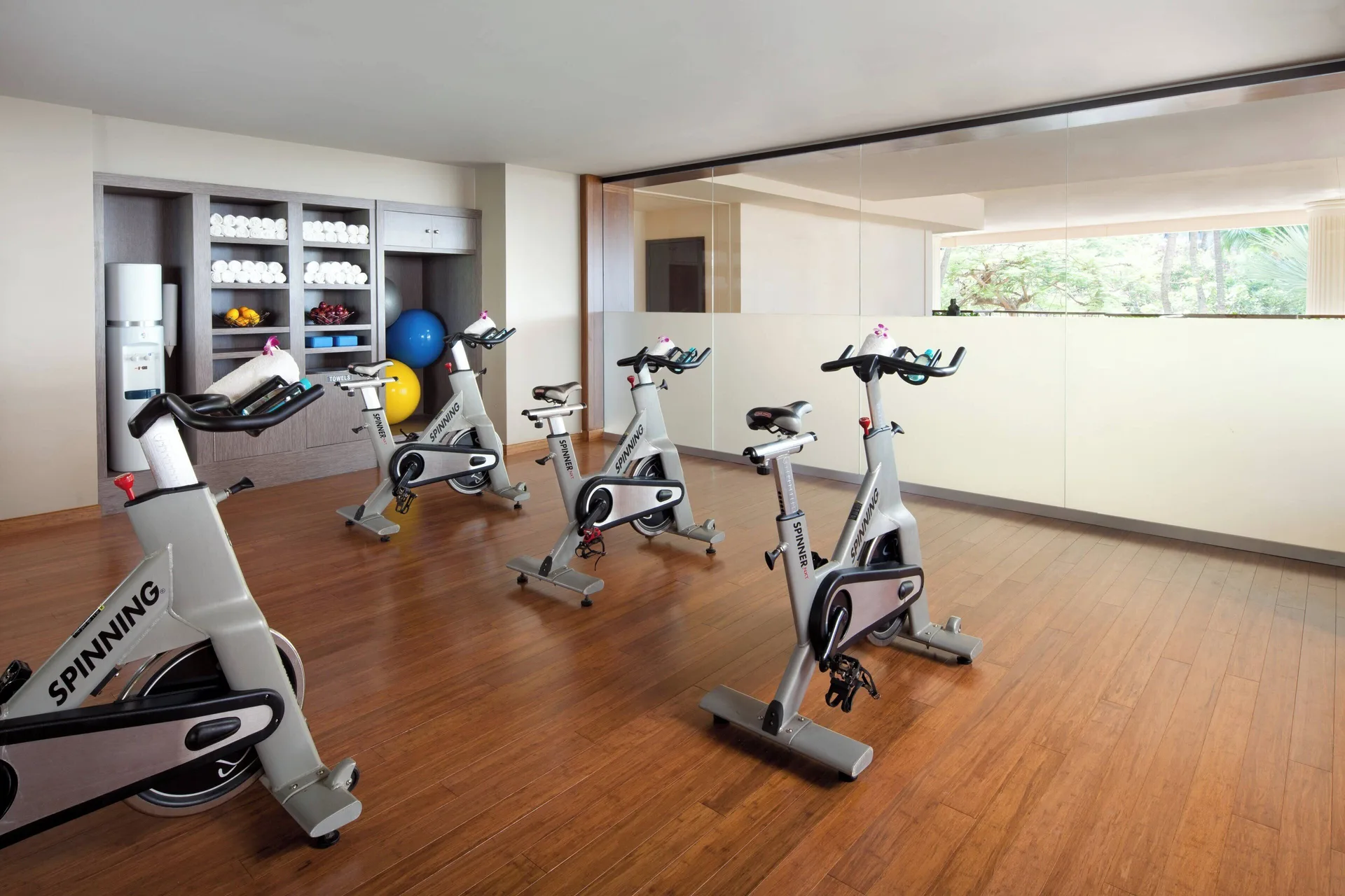 Cycling studio with stationary bikes at The Westin Maui Resort & Spa, Ka'anapali.