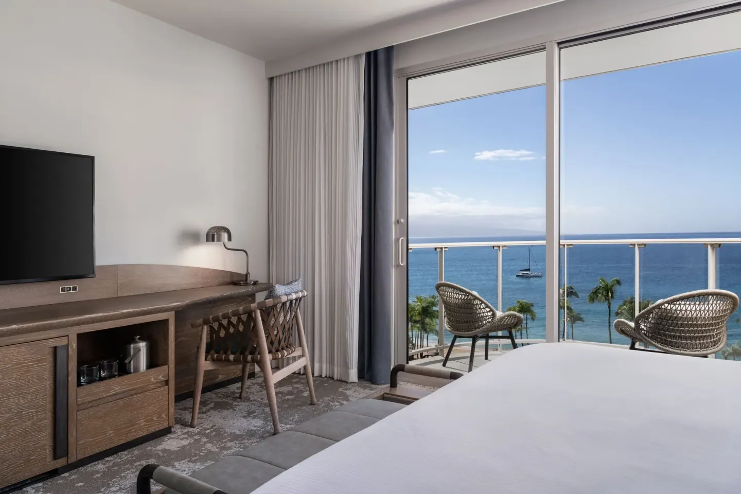 Ocean-view king guest room balcony at The Westin Maui Resort & Spa, Ka'anapali.
