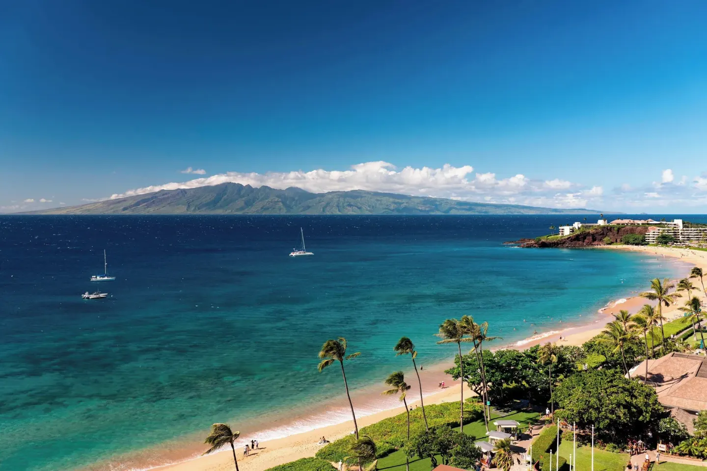 Panoramic beach and ocean view at The Westin Maui Resort & Spa, Ka'anapali.