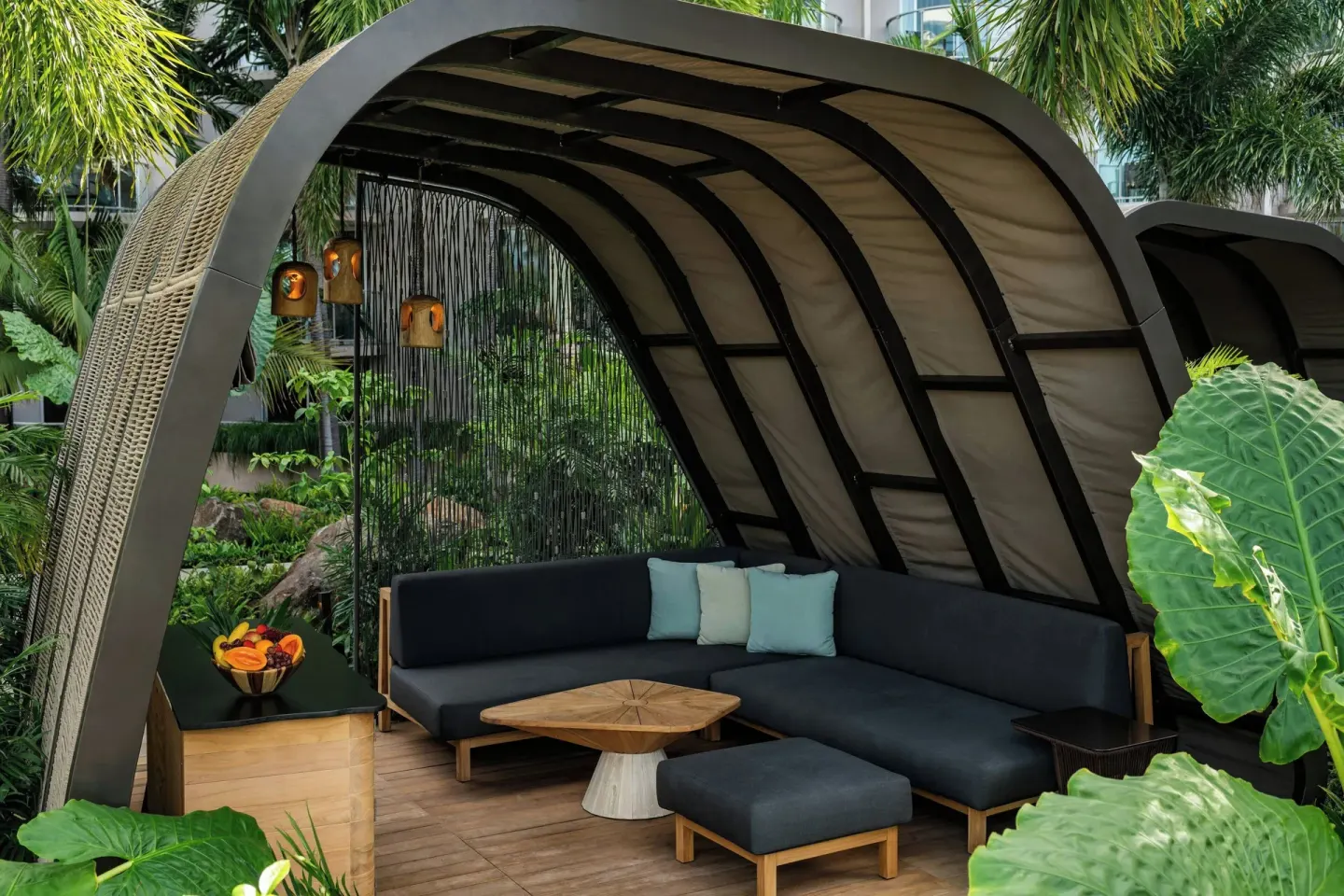 Private garden cabana with sectional seating at The Westin Maui Resort & Spa, Ka'anapali.