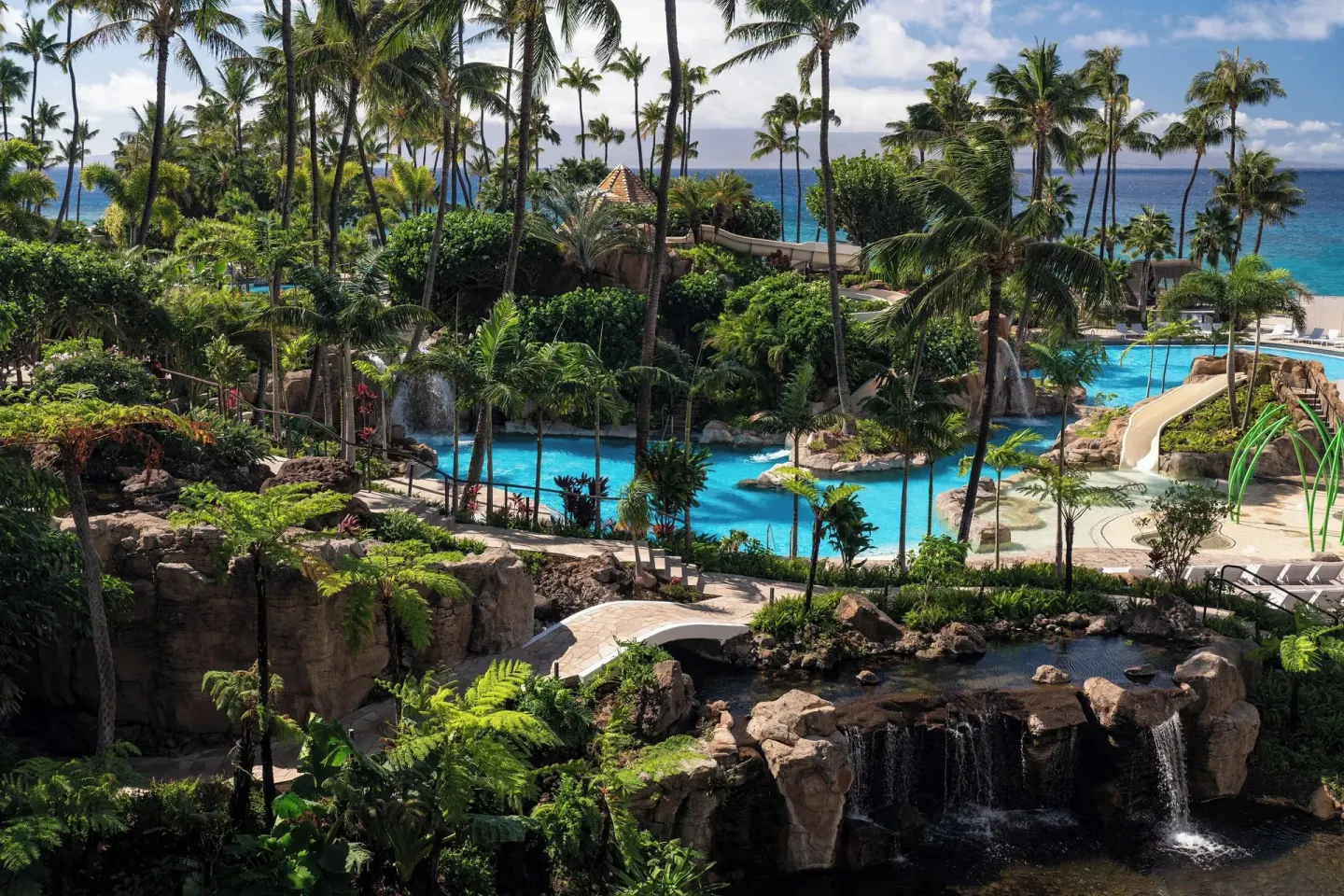 Pools, waterslides, waterfalls and palms fill the grounds at The Westin Maui Resort & Spa, Ka'anapali.