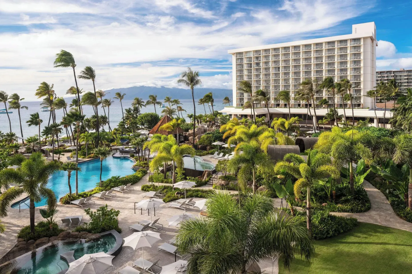 The resort tower, pools and landscaped grounds at The Westin Maui Resort & Spa, Ka'anapali.