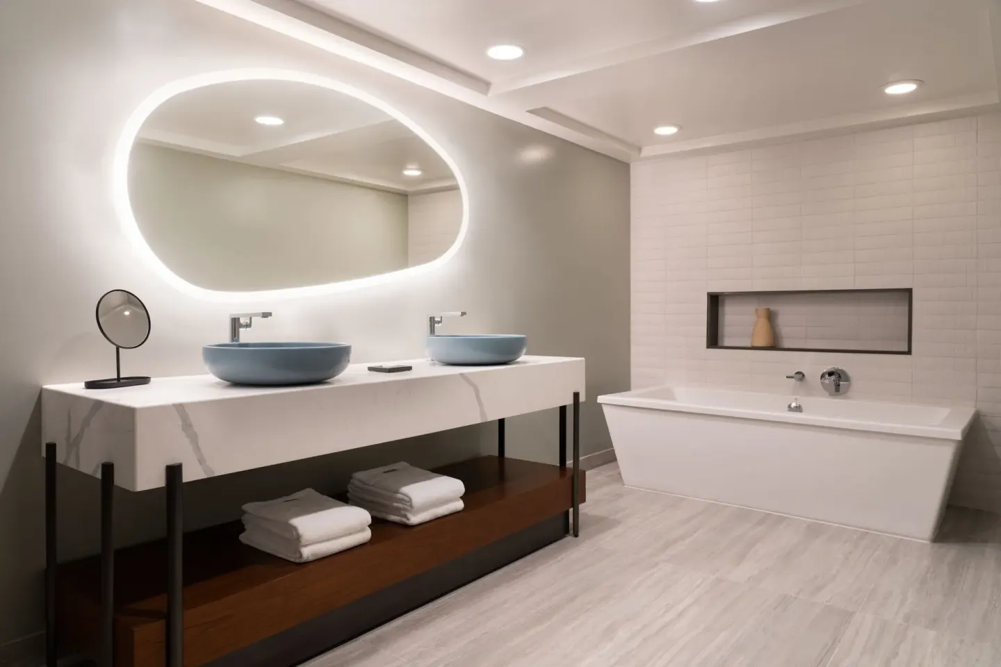 Presidential Suite bathroom with double sinks and soaking tub at The Westin Maui Resort & Spa, Ka'anapali.
